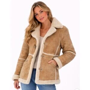 vintage Men's sheepskin shearling coat "Marlboro Man" jacket size 40